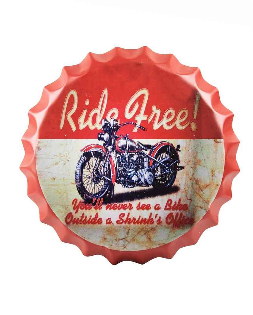 Ride Free Motor Bottle Cap Wall Decor | 14 inches