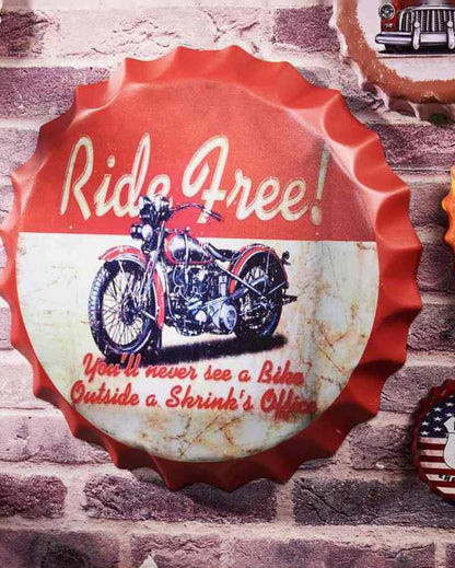 Ride Free Motor Bottle Cap Wall Decor | 14 inches