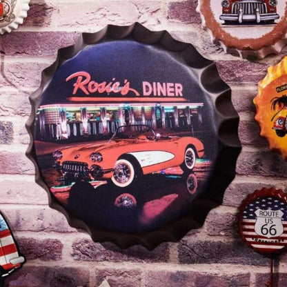 Rosie's Diner Bottle Cap Wall Decor | 14 inches