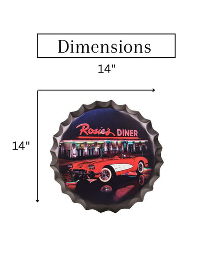 Rosie's Diner Bottle Cap Wall Decor | 14 inches