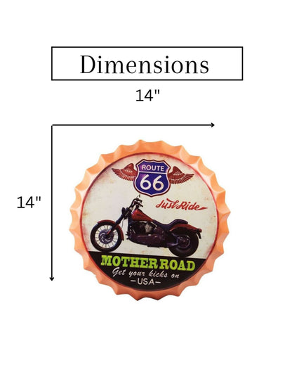 Route 66 Mother Road Bottle Cap Wall Decor | 14 inches