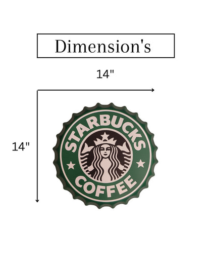 Starbucks Coffee Bottle Cap Wall Decor | 14 x 14 inches