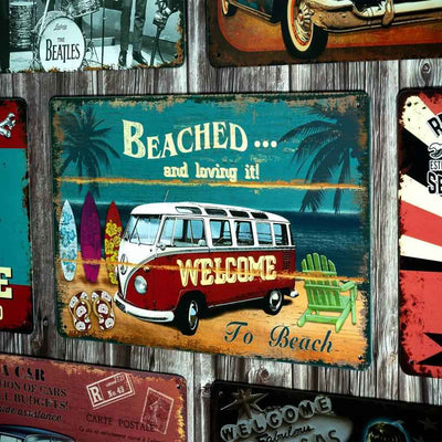 Volkswagen Beached and Loved It Number Plates Big Wall Sign | 12 x 8 inches