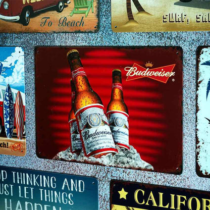 Budweiser Bottles Number Plates Big Wall Sign | 12 x 8 inches