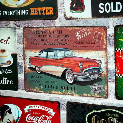 Vintage Buick Rent A Car Number Plates Big Wall Sign | 12 x 8 inches