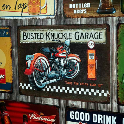 Busted Knuckle Garage Number Plates Big Wall Sign | 12 x 8 inches