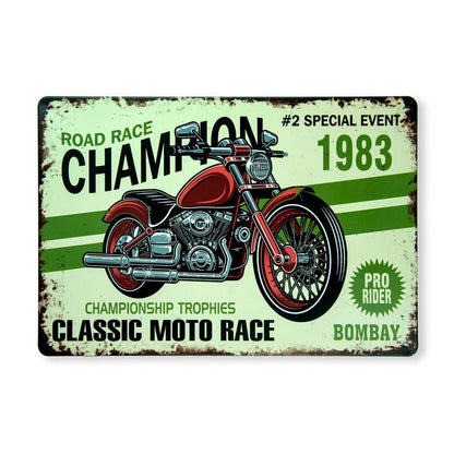 Classic Moto Race Bombay Number Plates Big Wall Sign | 12 x 8 inches