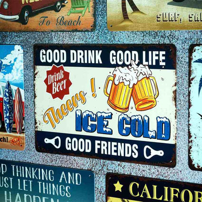 Good Drink Good Life Number Plates Big Wall Sign | 12 x 8 inches