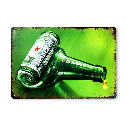 Heine Bottle Rolled Number Plates Big Wall Sign | 12 x 8 inches