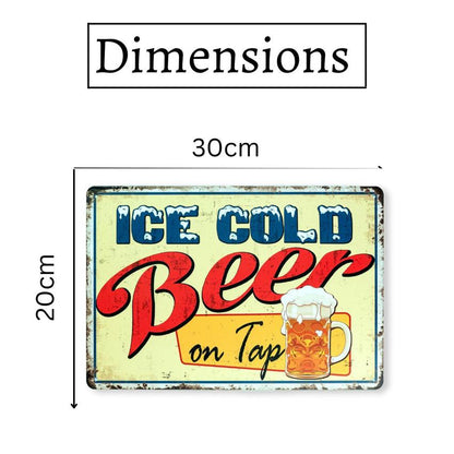 Ice Cold Beer on Tap Number Plates Big Wall Sign | 12 x 8 inches