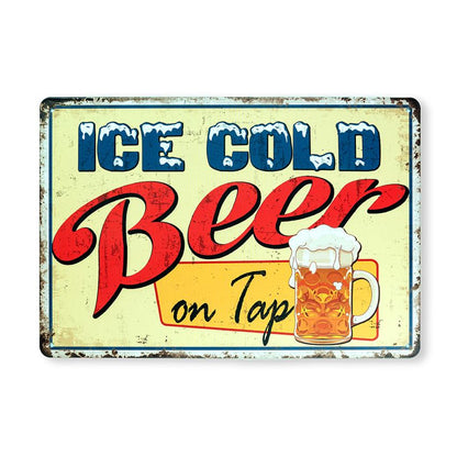 Ice Cold Beer on Tap Number Plates Big Wall Sign | 12 x 8 inches