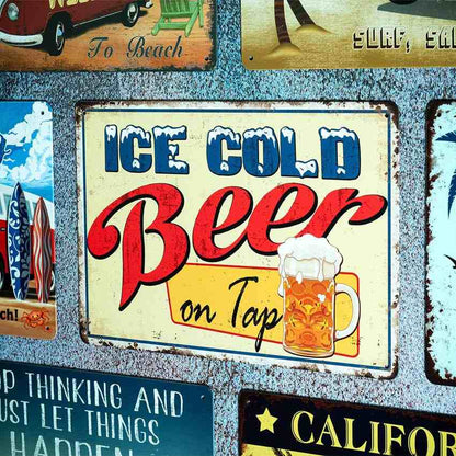 Ice Cold Beer on Tap Number Plates Big Wall Sign | 12 x 8 inches