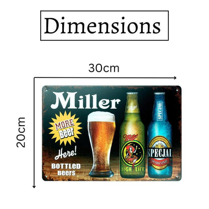 Miller Bottles Number Plates Big Wall Sign | 12 x 8 inches