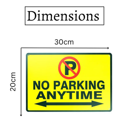No Parking Anytime Number Plates Big Wall Sign | 12 x 8 inches