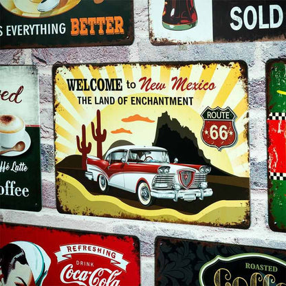 Vintage Car Welcome to New Mexico Number Plates Big Wall Sign | 12 x 8 inches