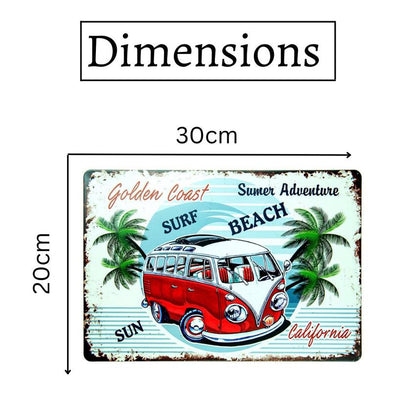 Volkswagen Surf Beach Number Plates Big Wall Sign | 12 x 8 inches