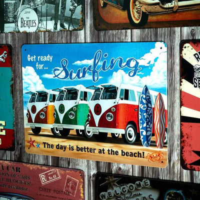 Volkswagen Surfing Number Plates Big Wall Sign | 12 x 8 inches