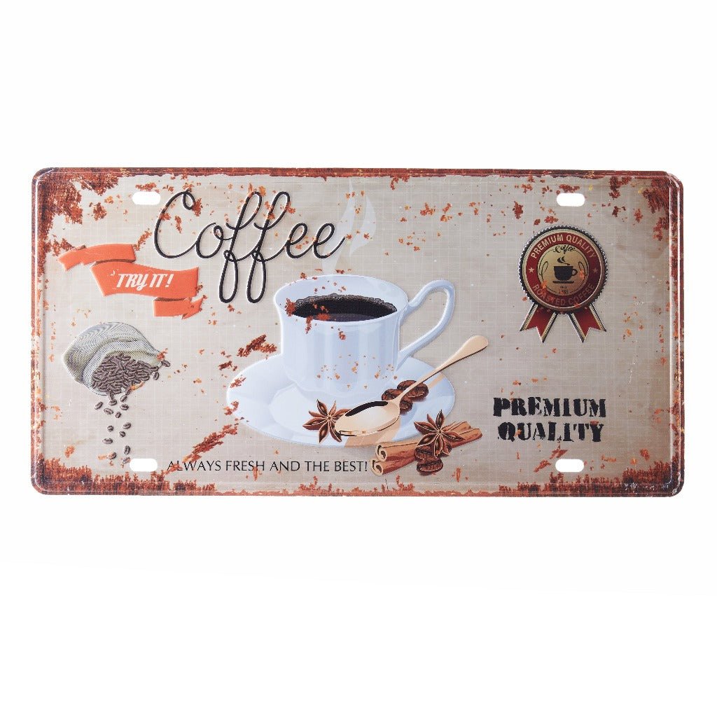 Coffee Premium Quality Number Plates Wall Sign | 6 x 1 x 12 inches