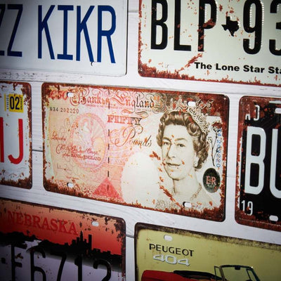 Fifty Pounds Number Plates Wall Sign | 12 x 6 inches