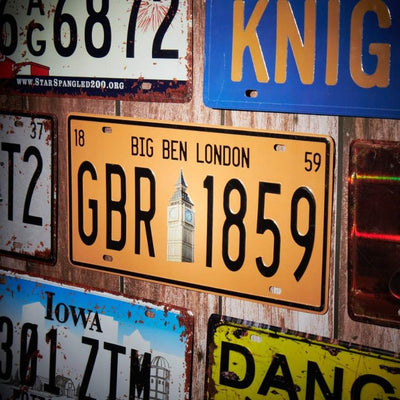 GBR 1859 Number Plates Wall Sign | 12 x 6 inches
