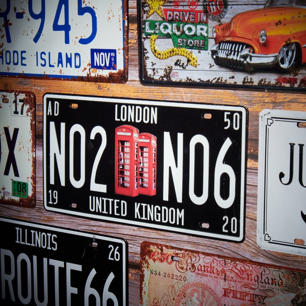 London Telephone Booth Number Plates Wall Sign | 6 x 1 x 12 inches