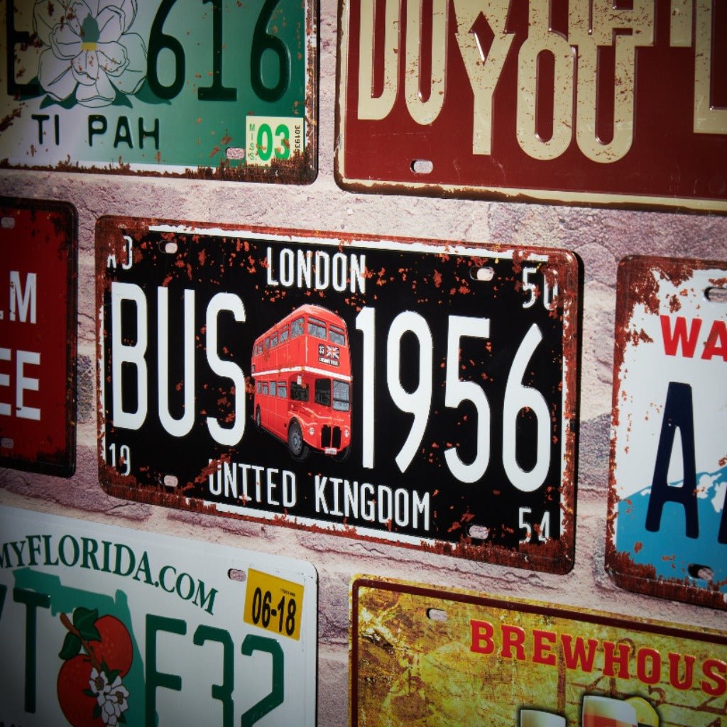 London Bus 1956 Number Plates Wall Sign | 6 x 1 x 12 inches