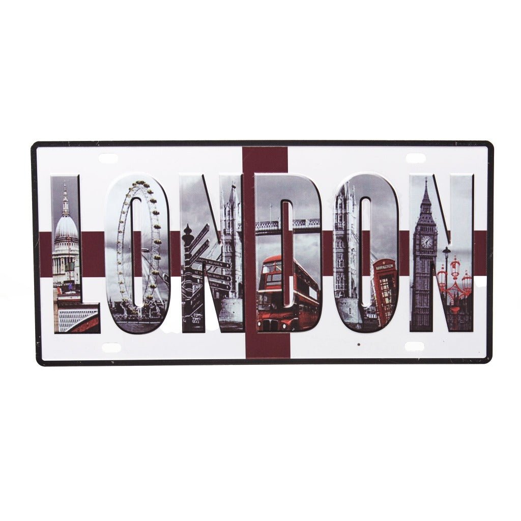 London Number Plates Wall Sign | 6 x 1 x 12 inches