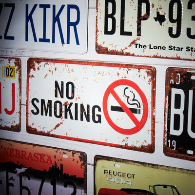 No Smoking White Number Plates Wall Sign | 6 x 1 x 12 inches