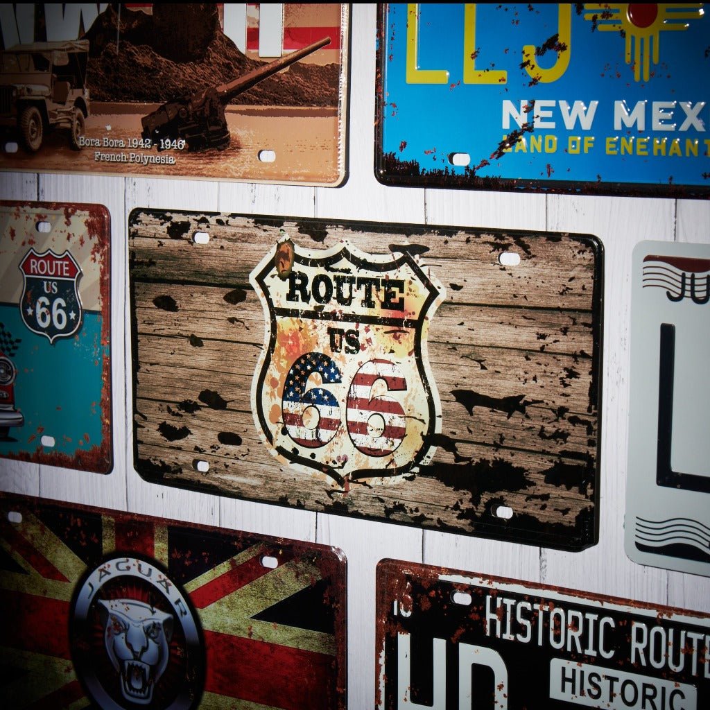 Route Us 66 Wood Number Plates Wall Sign | 6 x 1 x 12 inches