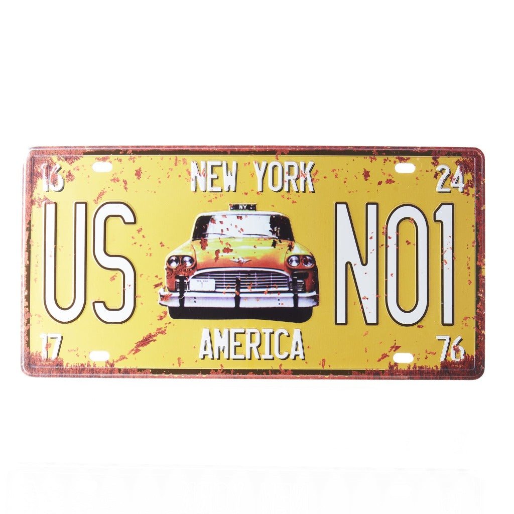 Taxi Us No1 Number Plates Wall Sign | 6 x 1 x 12 inches