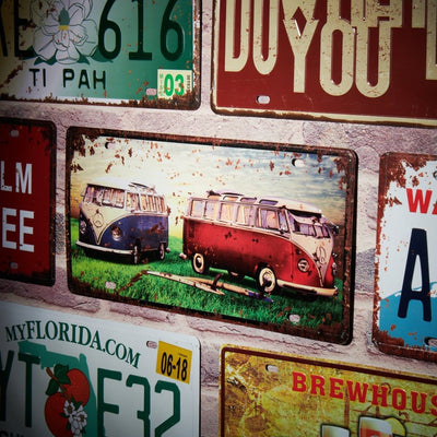 Volkswagen Van Number Plates Wall Sign | 6 x 1 x 12 inches