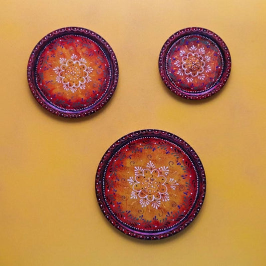 Elegant Red Wall Decorative Plates | Set of 3 Default Title