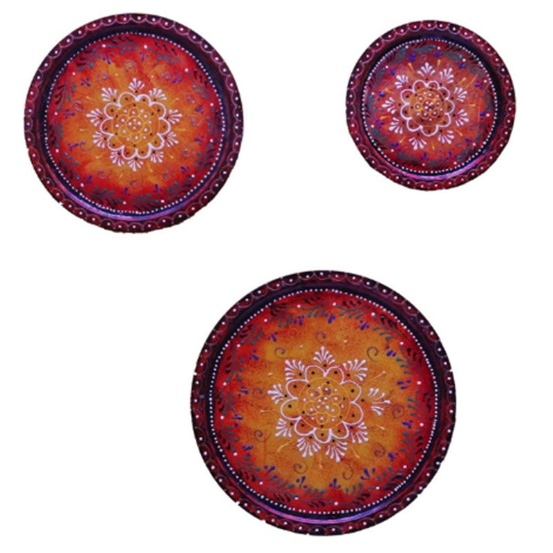 Elegant Red Wall Decorative Plates | Set of 3 Default Title