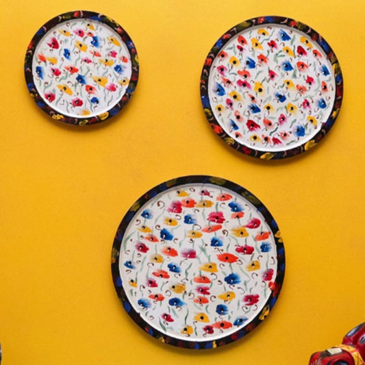 Multicolor Flower Painted Wall Decorative Plates | Set of 3 Default Title