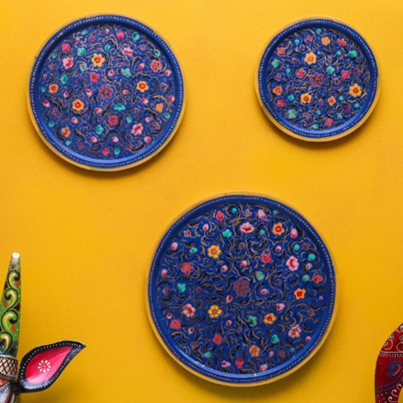 Small Multicolor Floral Painted Wall Decorative Plates | Set of 3 Default Title