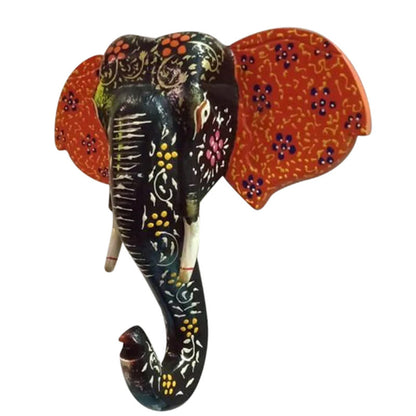 Elephant Face Hand Crafted Wall Hanging Decorative Item Black