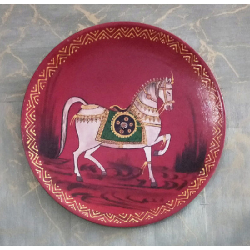Horse Printed Wooden Handpainted Wall Plate Decor |12 Inch Default Title