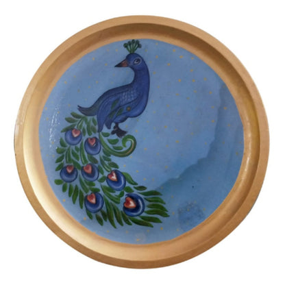 Peacock Printed Wooden Handpainted Wall Plate Décor | 12 Inch Default Title