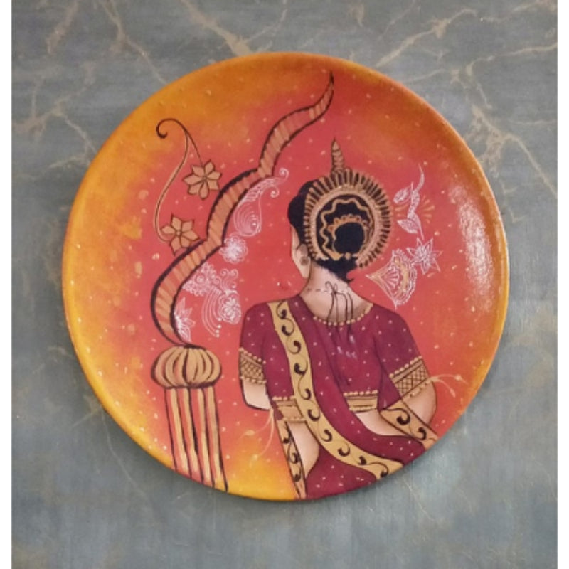 Beautiful Rajasthani Art Wooden Handpainted Wall Plate Decor | 12 Inch Default Title