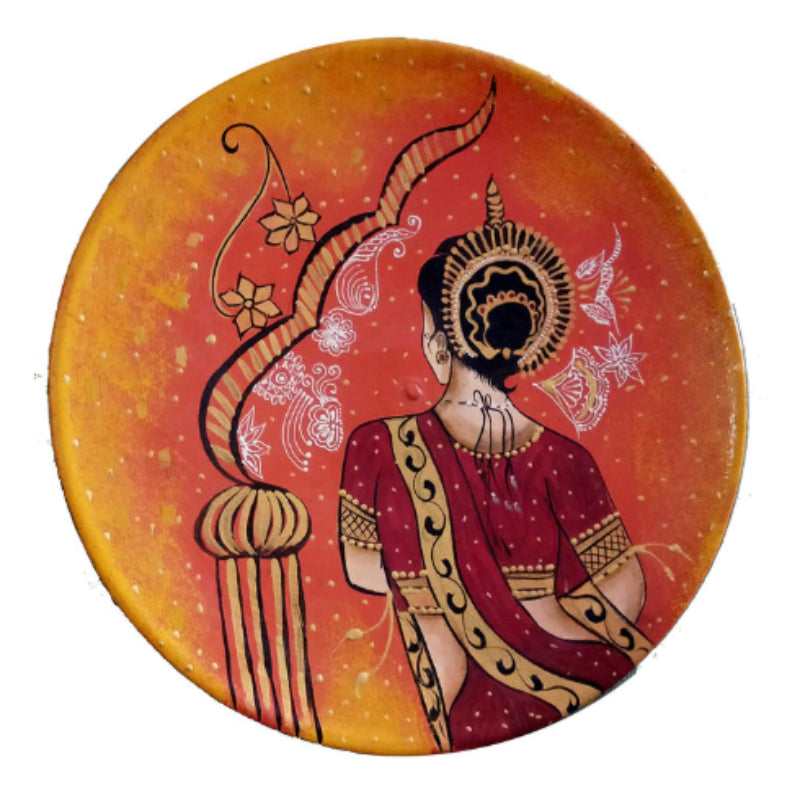 Beautiful Rajasthani Art Wooden Handpainted Wall Plate Decor | 12 Inch Default Title