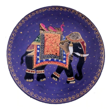 Printed Elephant Wooden Handpainted Wall Plate Décor |12 Inch Default Title