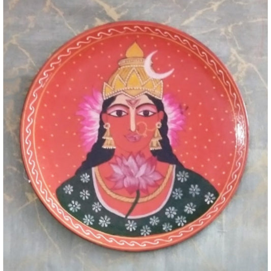 Printed Lakshmi Ji Wooden Handpainted Wall Plate Decor |12 Inch Default Title