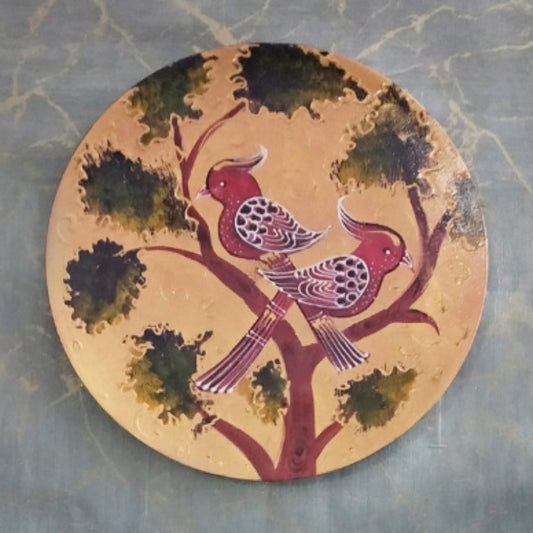 Printed Parrots  Wooden Handpainted Wall Plate Décor |12 Inch Default Title