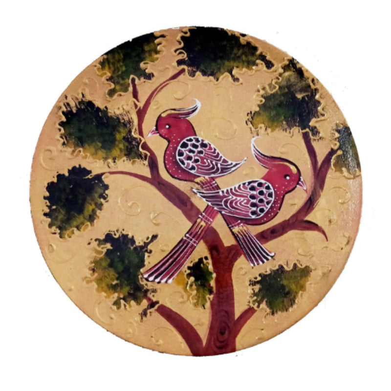 Printed Parrots  Wooden Handpainted Wall Plate Décor |12 Inch Default Title