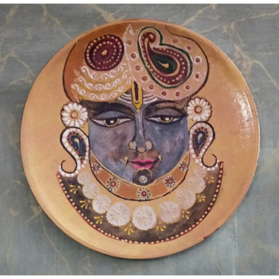 Rajasthani Prince Wooden Handpainted Wall Plate Decor |12 Inch Default Title