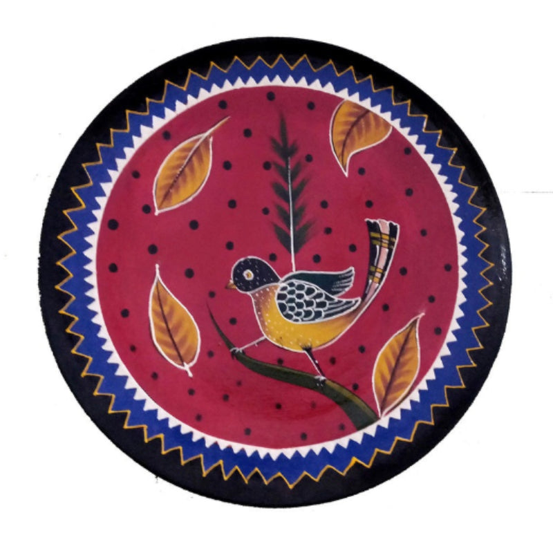 Printed Sparrow Wooden Handpainted Wall Plate Décor |12 Inch Default Title