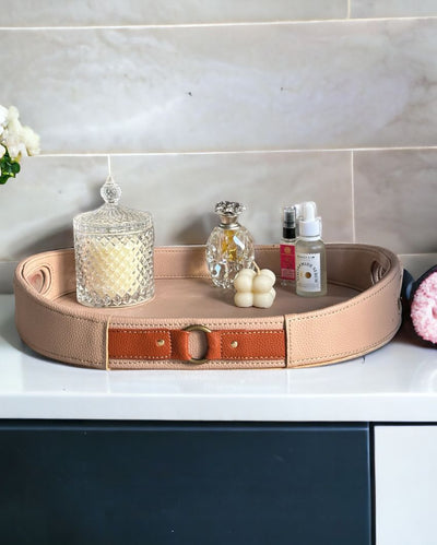 Elegant Beige Shade Finish Luxora Serving Tray