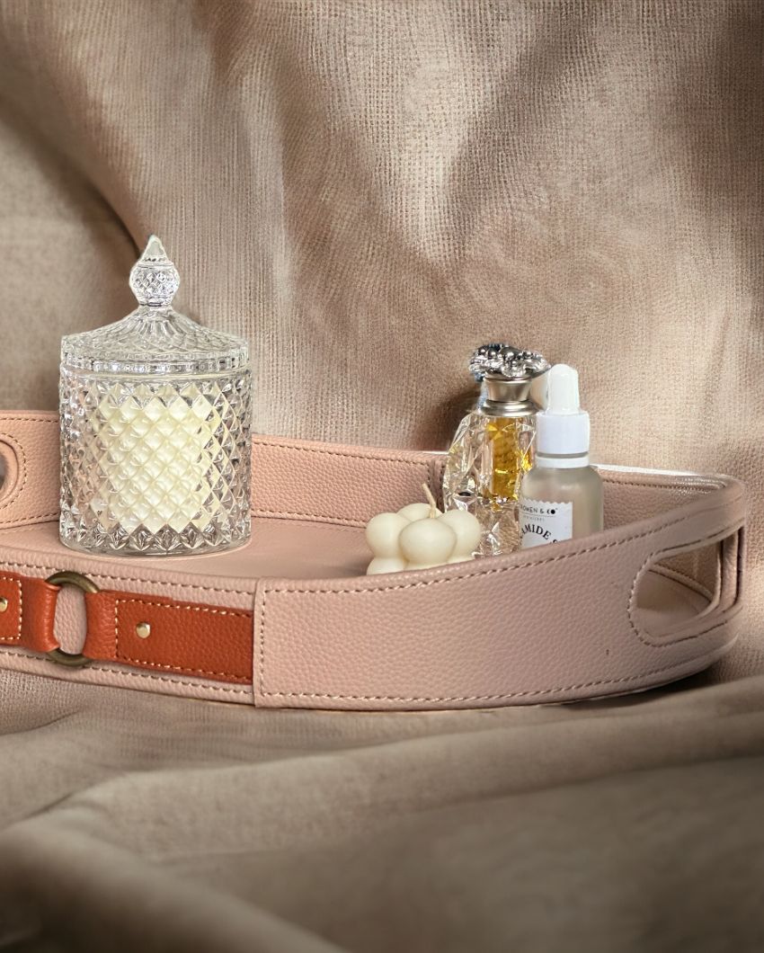 Elegant Beige Shade Finish Luxora Serving Tray