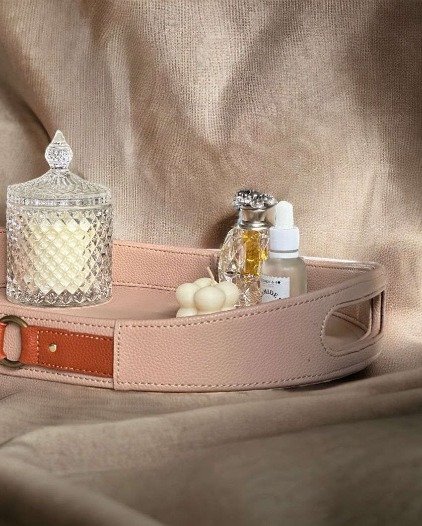 Elegant Beige Shade Finish Luxora Serving Tray