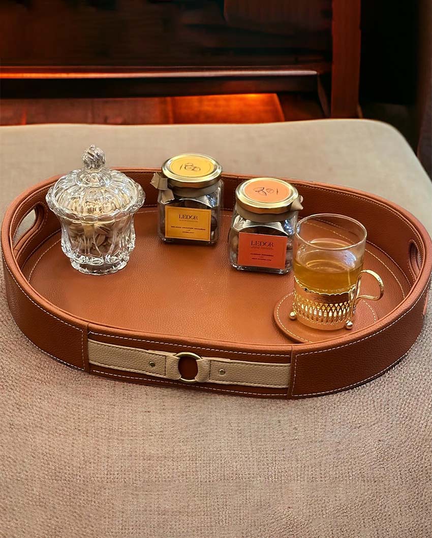 Beautiful Orange Shade Finish Luxora Serving Tray